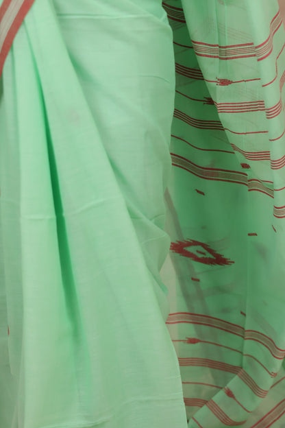 Pastel Handwoven Malai Cotton Saree| Looms & Tassels