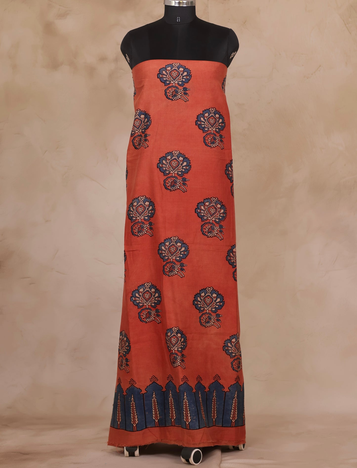 Maheswari Silk Cotton Ajrakh Handblock Printed 2 Piece Suit Set | Looms & Tassels
