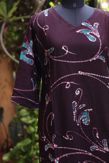 Hand drawn Batik silk Kurti