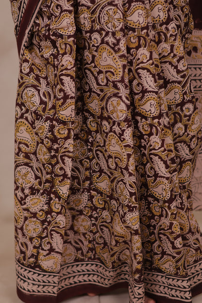 Hand Block Printed Kalamkari Cotton Saree