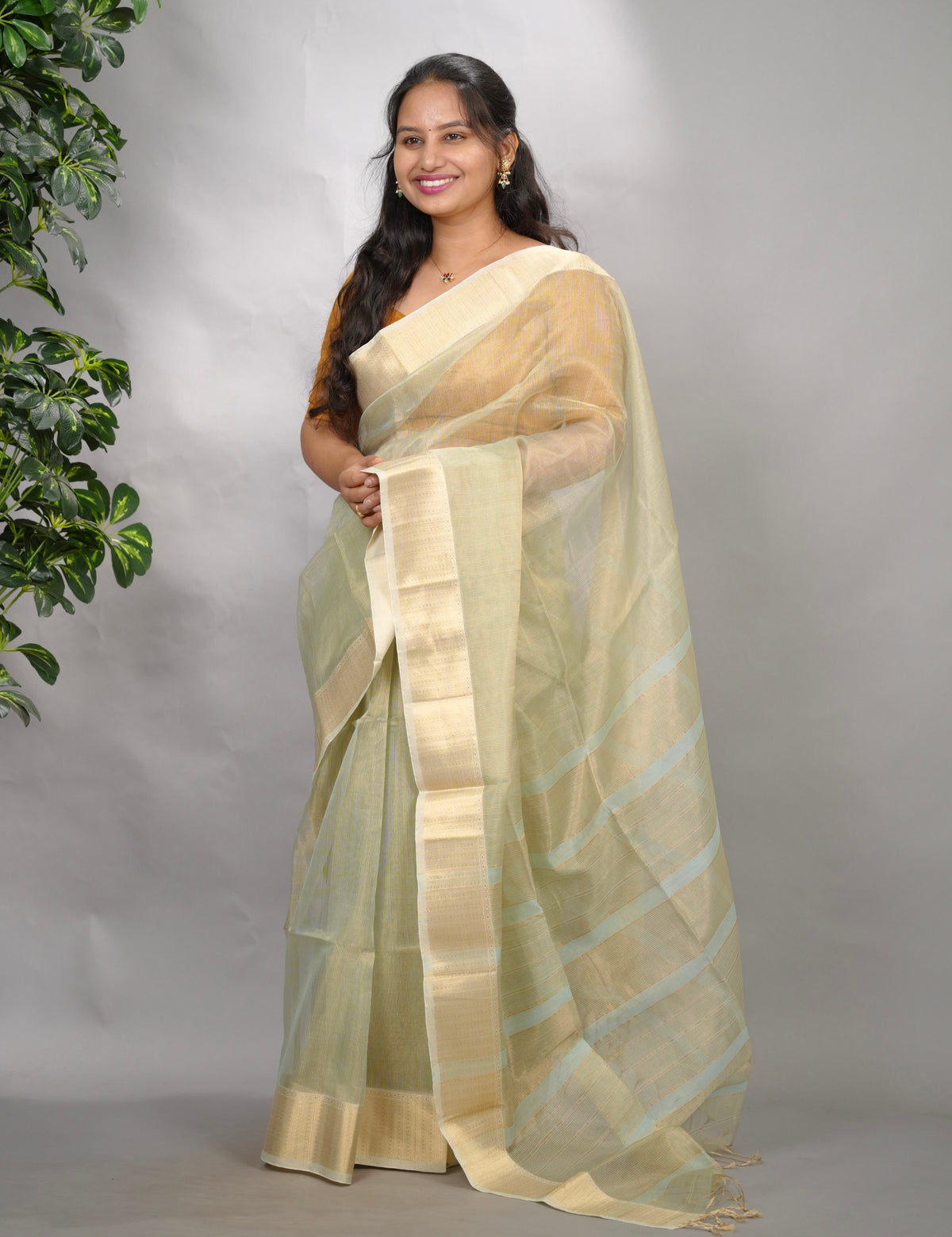 Checks Handloom Maheswari Tissue Silk Cotton Sarees | Looms & Tassels