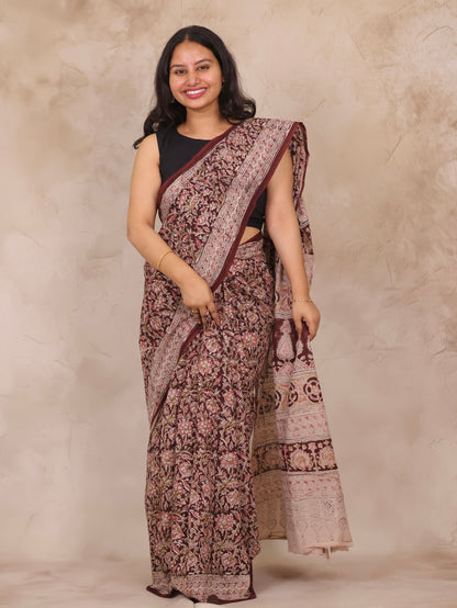 Hand Block Printed Kalamkari Cotton Saree