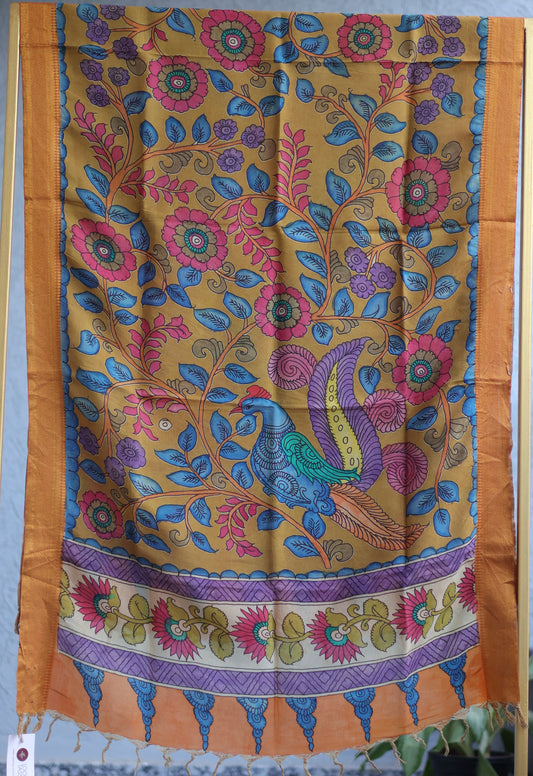 Pen Kalamkari chennur silk duppata
