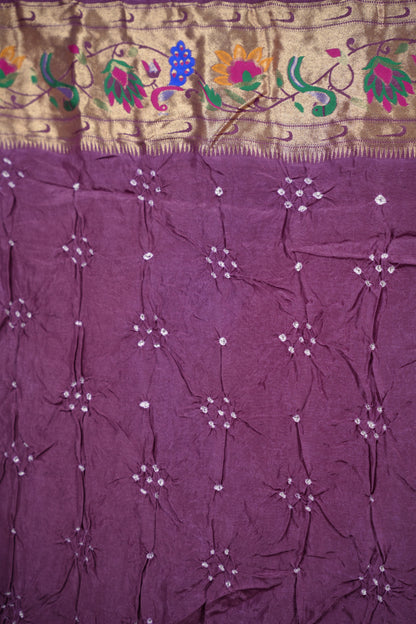 Handcrafted Bandhani Paithani Dola Silk Saree | Looms & Tassels