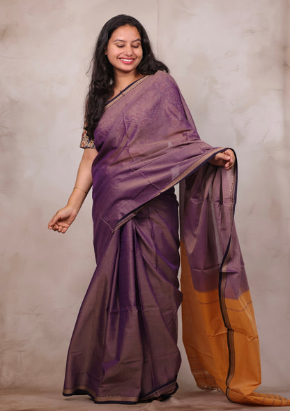 Lavender Narayanpet Cotton Saree | Looms & Tassels