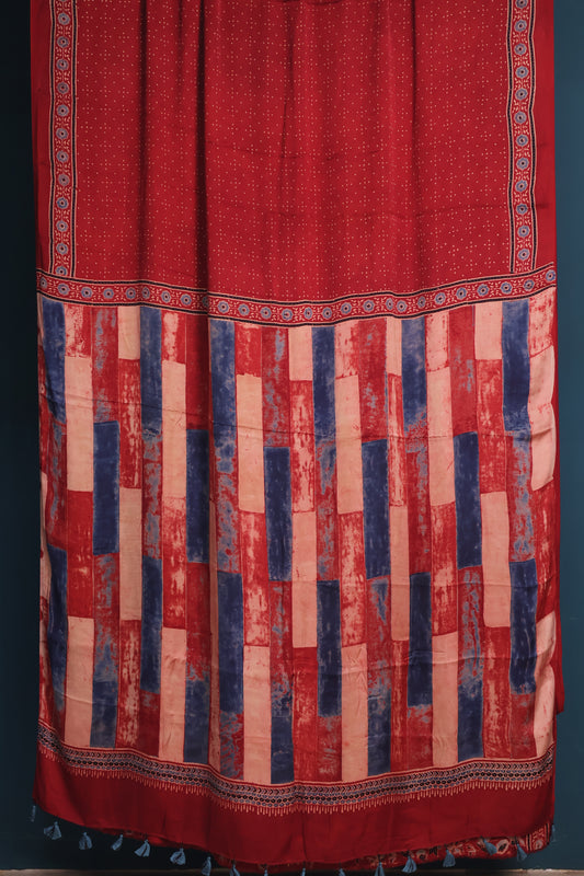 Ajrakh Modal Silk Saree