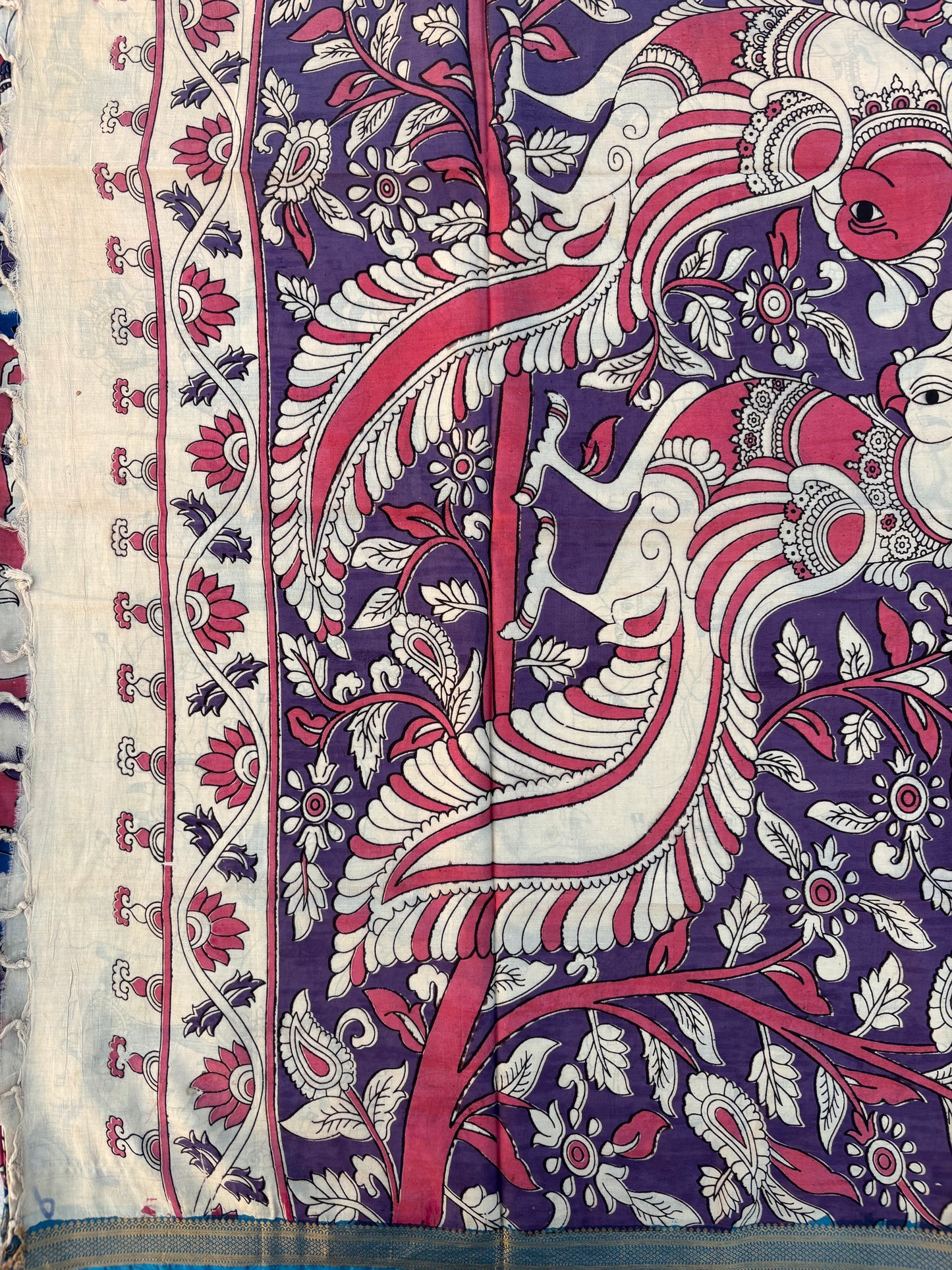 Nizam Border Kalamkari Silk Saree