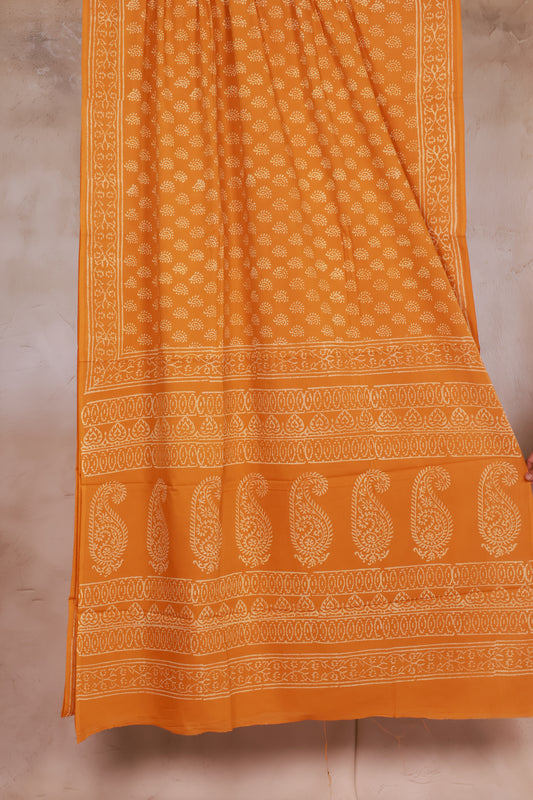 Bagru Handblock printed MulMul cotton saree
