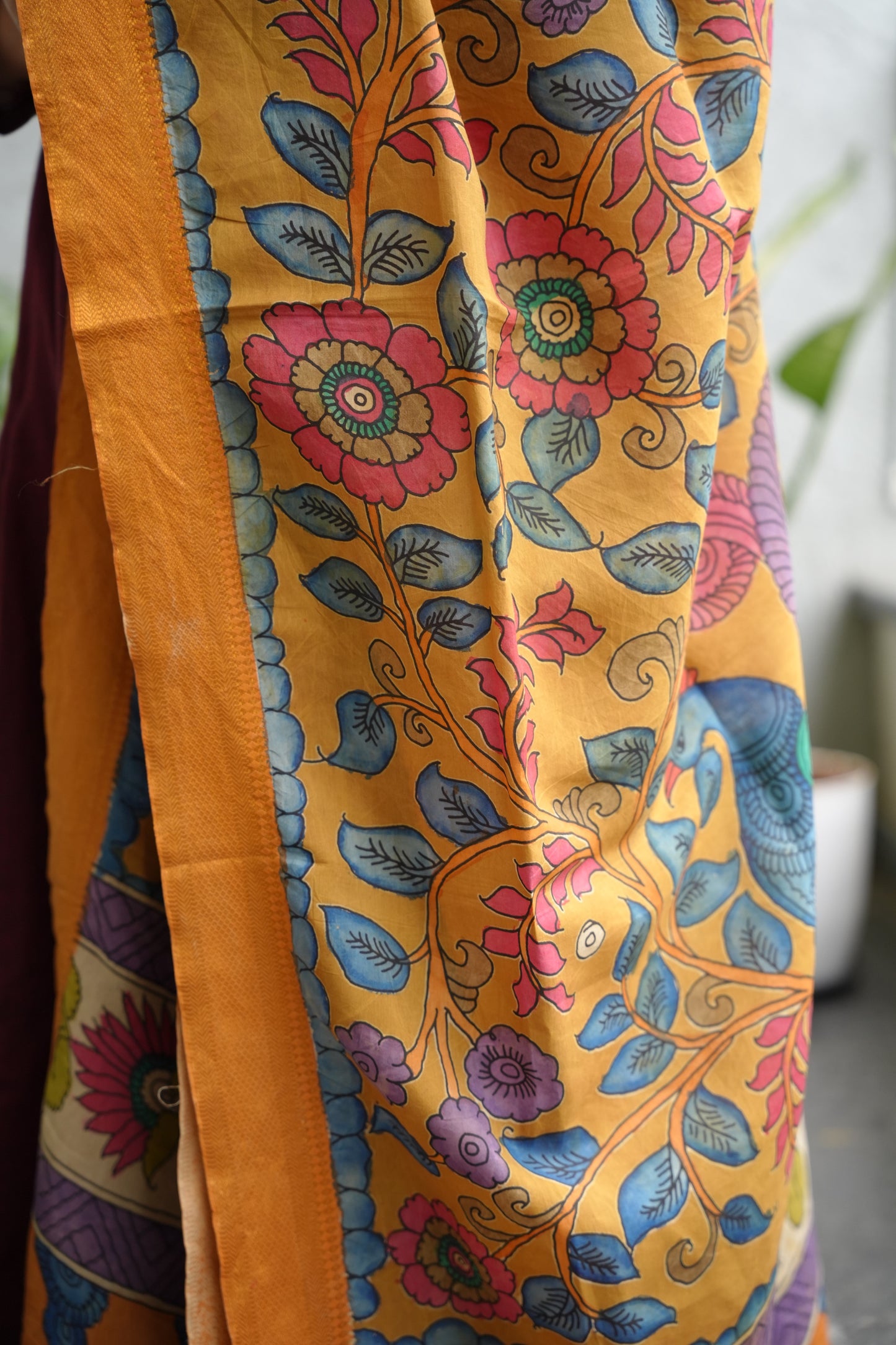 Pen Kalamkari chennur silk duppata