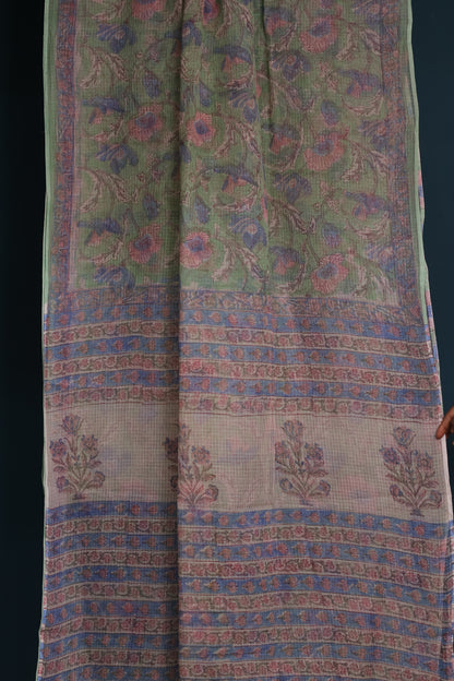 Hand block printed Kota Doriya Saree