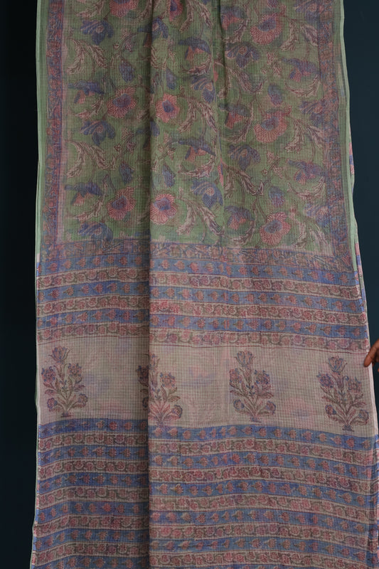 Hand block printed Kota Doriya Saree