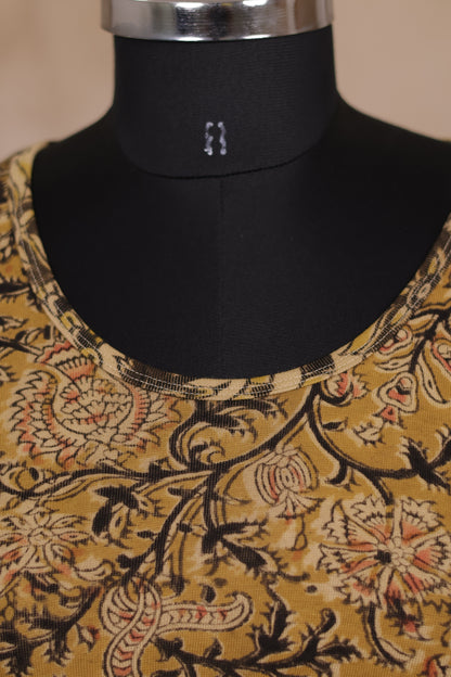 Round Neck Stretchable Hand block printed kalamkari blouse