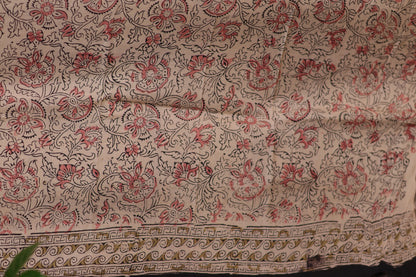 Hand block printed Kalamkari Silk Saree