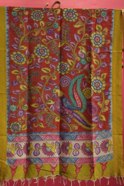 Pen Kalamkari chennur silk duppata