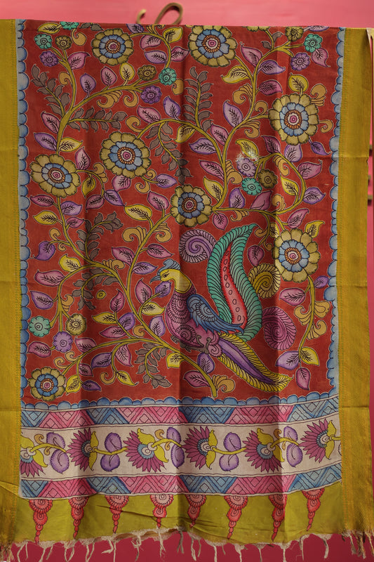 Pen Kalamkari chennur silk duppata