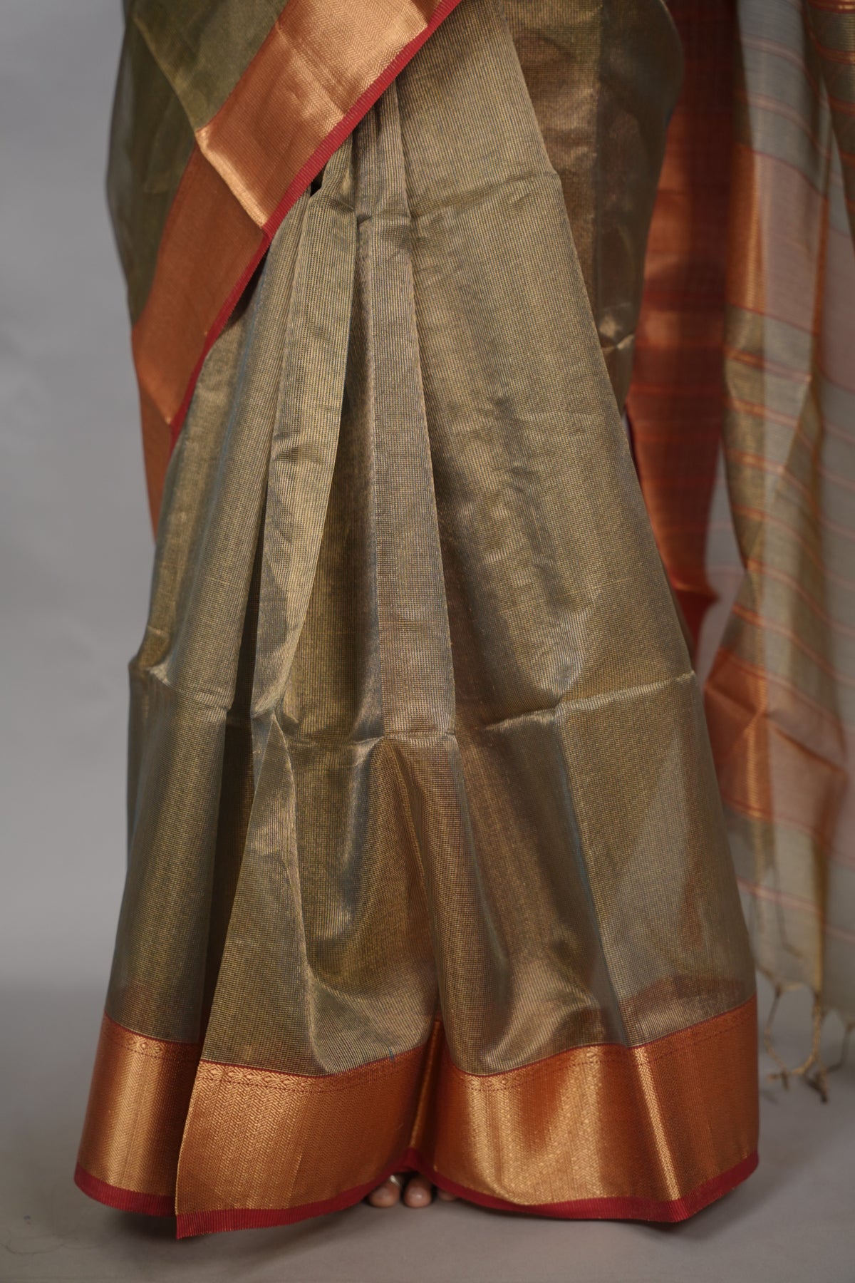 Checks Handloom Maheswari Tissue Silk Cotton Sarees | Looms & Tassels