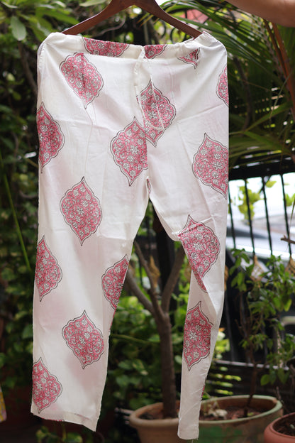 Yellow Handblock printed Pure Mul Cotton with Kota Doria Duppata 3 piece suit (stitched)