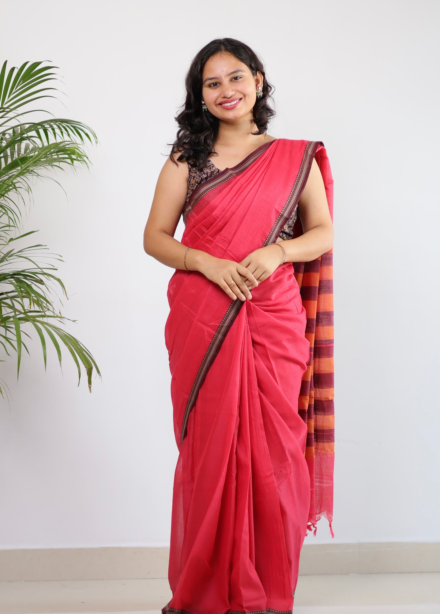 Pink Narayanpet Cotton Saree