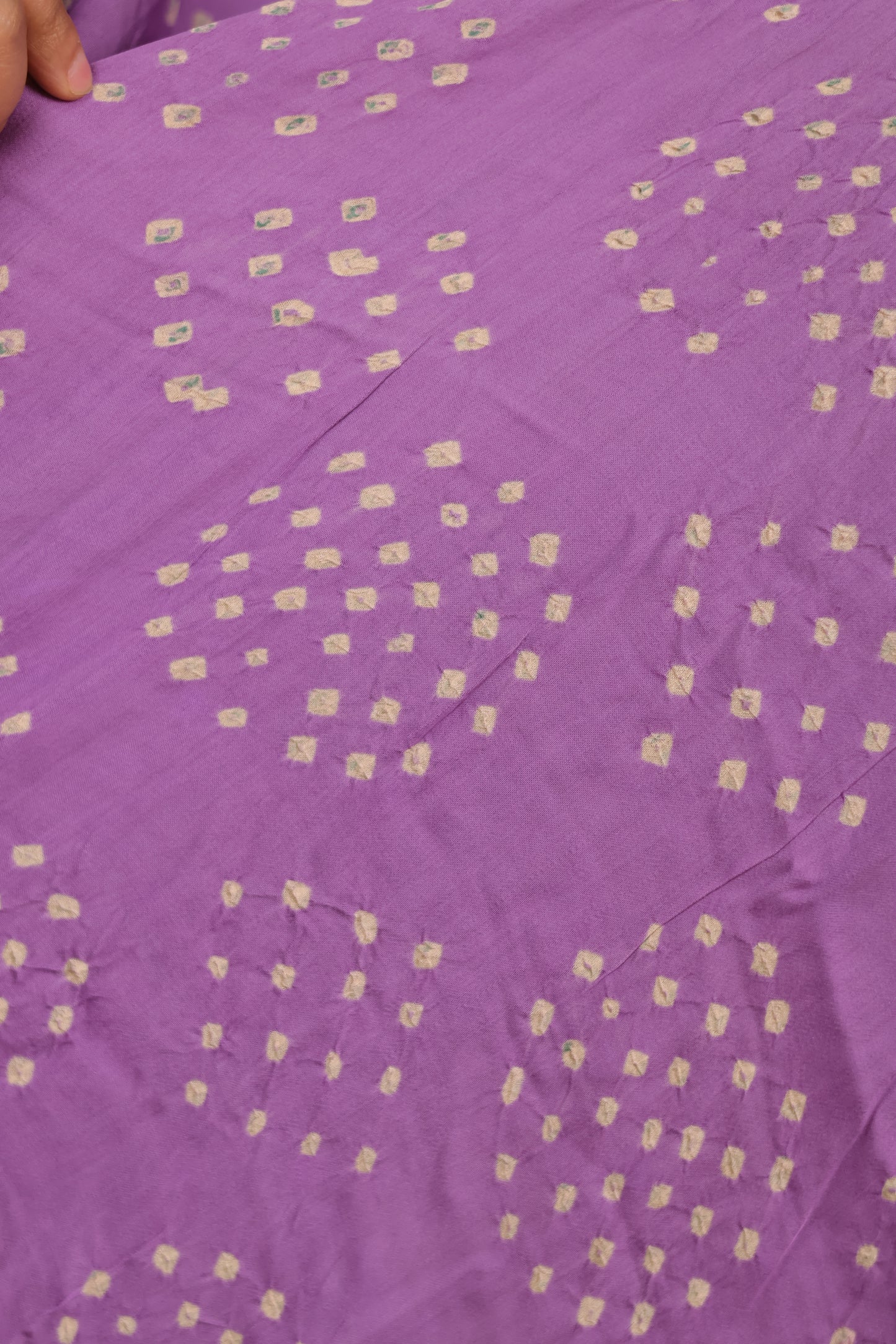 Lavender Hand Knotted Bandhej Arakh Modal Silk Saree with Lagdi Pallu | Looms & Tassels