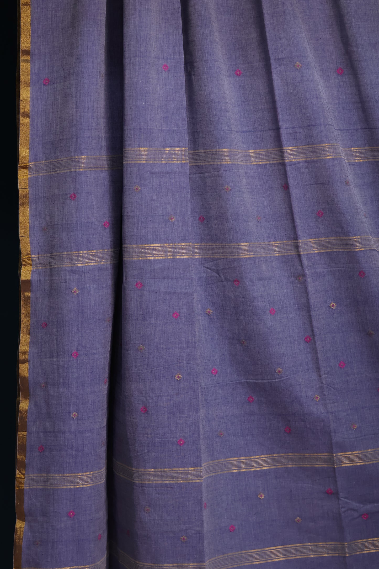 Pastel blue Pure Handwoven Mercerised Cotton Saree with Mina Jari Butta Weaving