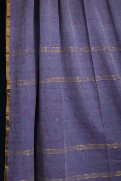 Pastel blue Pure Handwoven Mercerised Cotton Saree with Mina Jari Butta Weaving