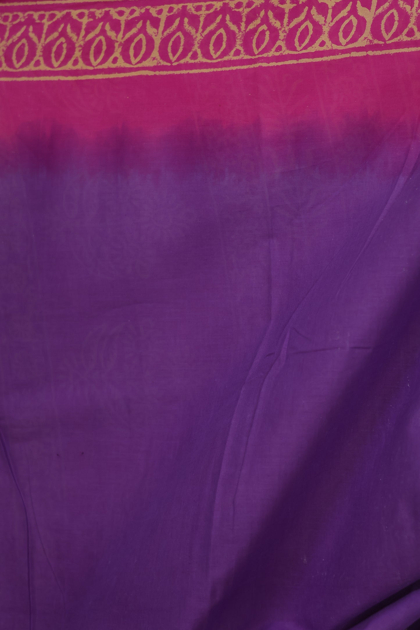 Violet & Pink Bagru Handblock printed MulMul cotton saree | Looms & Tassels