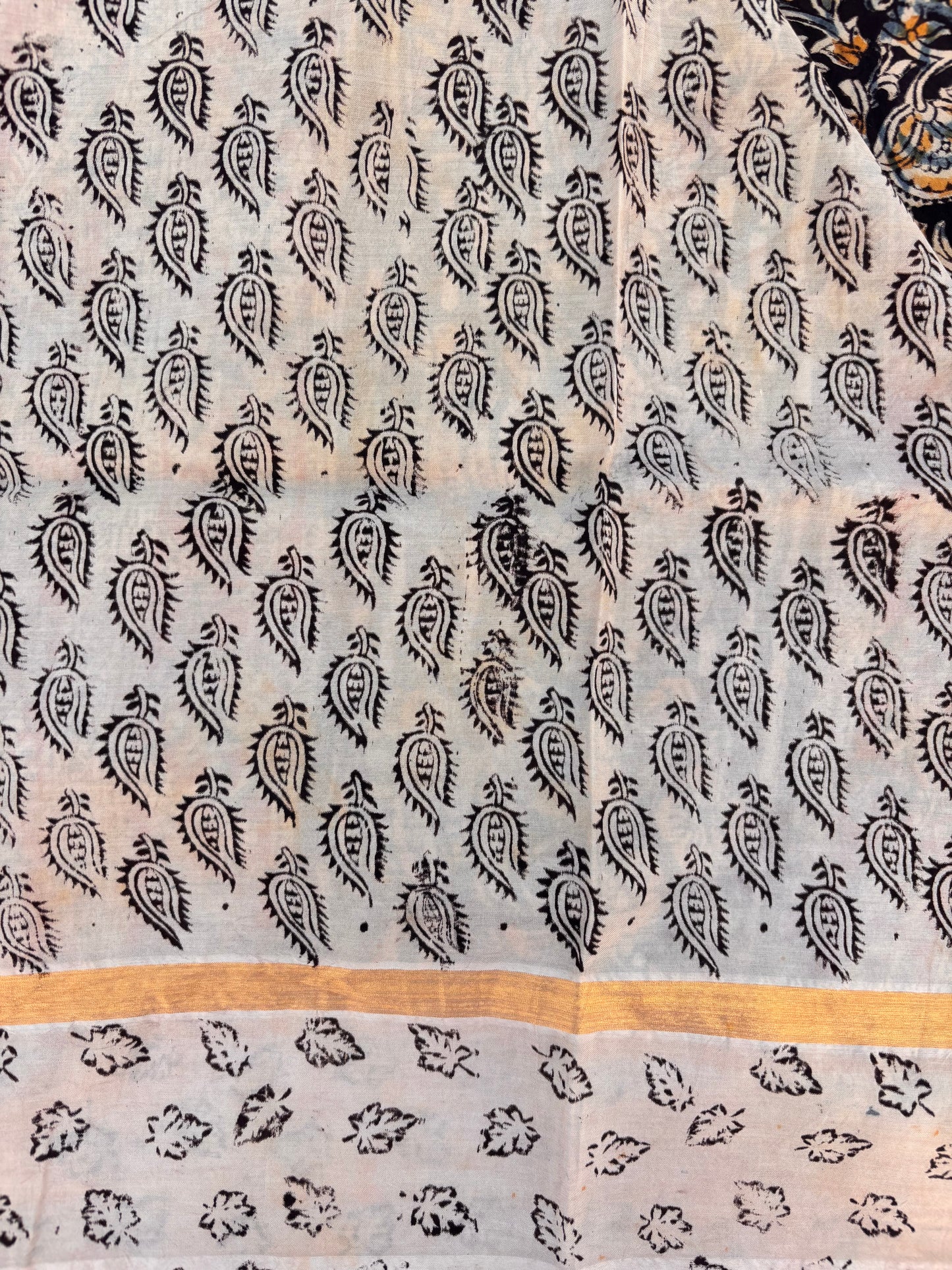 Block Printed Kalamkari Silk Saree