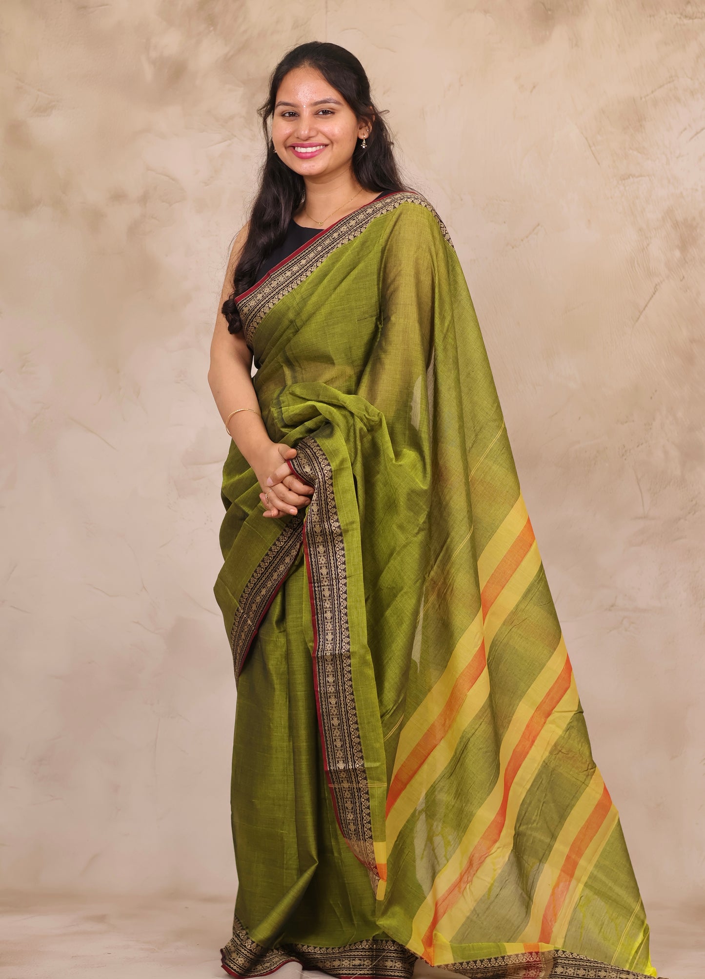 Green Narayanpet Cotton Saree | Looms & Tassels