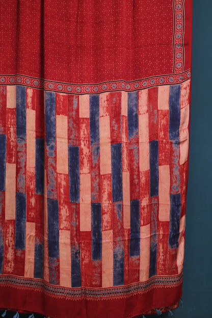 Ajrakh Modal Silk Saree