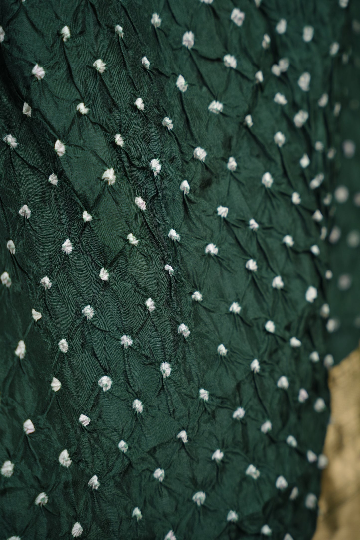 Bottle Green Handcrafted Bandhani Paithani Dola Silk Saree | Looms & Tassels