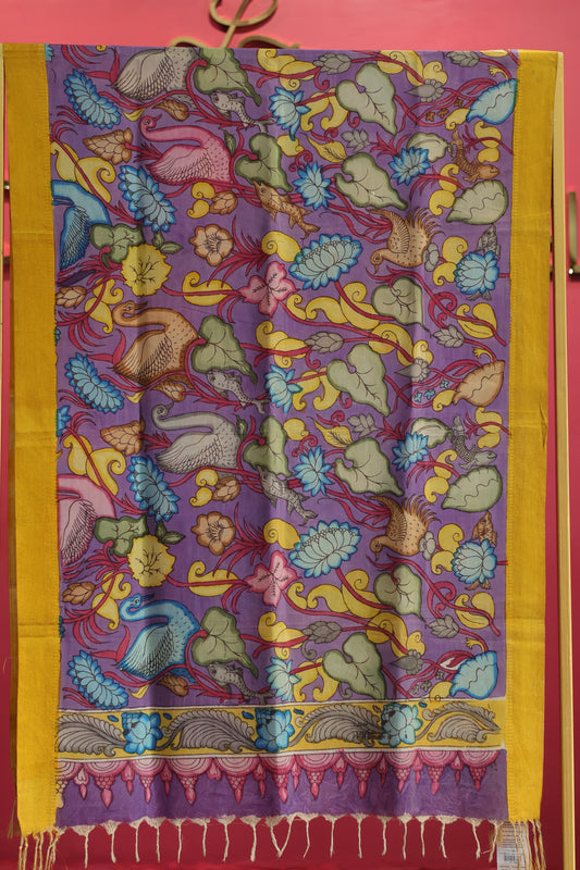 Lavender Pen Kalamkari chennur silk duppata