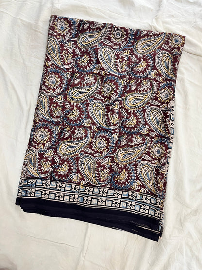 Hand block printed Kalamkari Silk Saree
