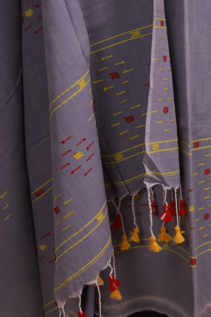 Handwoven Jamdhani weaving pure Malai cotton 2 piece suit sets | Looms & Tassels