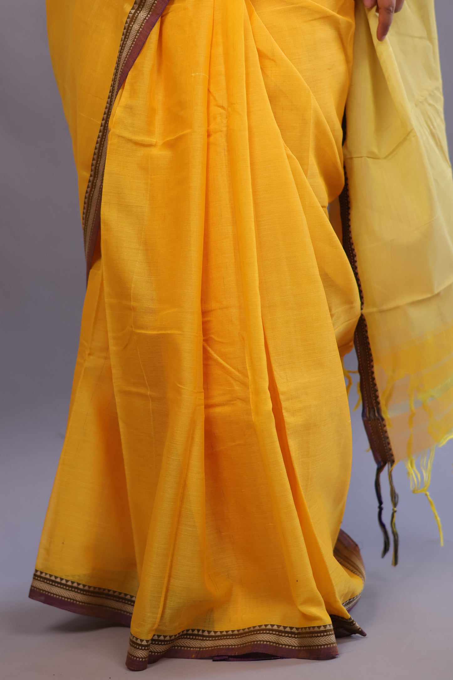 Yellow Narayanpet Cotton Saree | Looms & Tassels