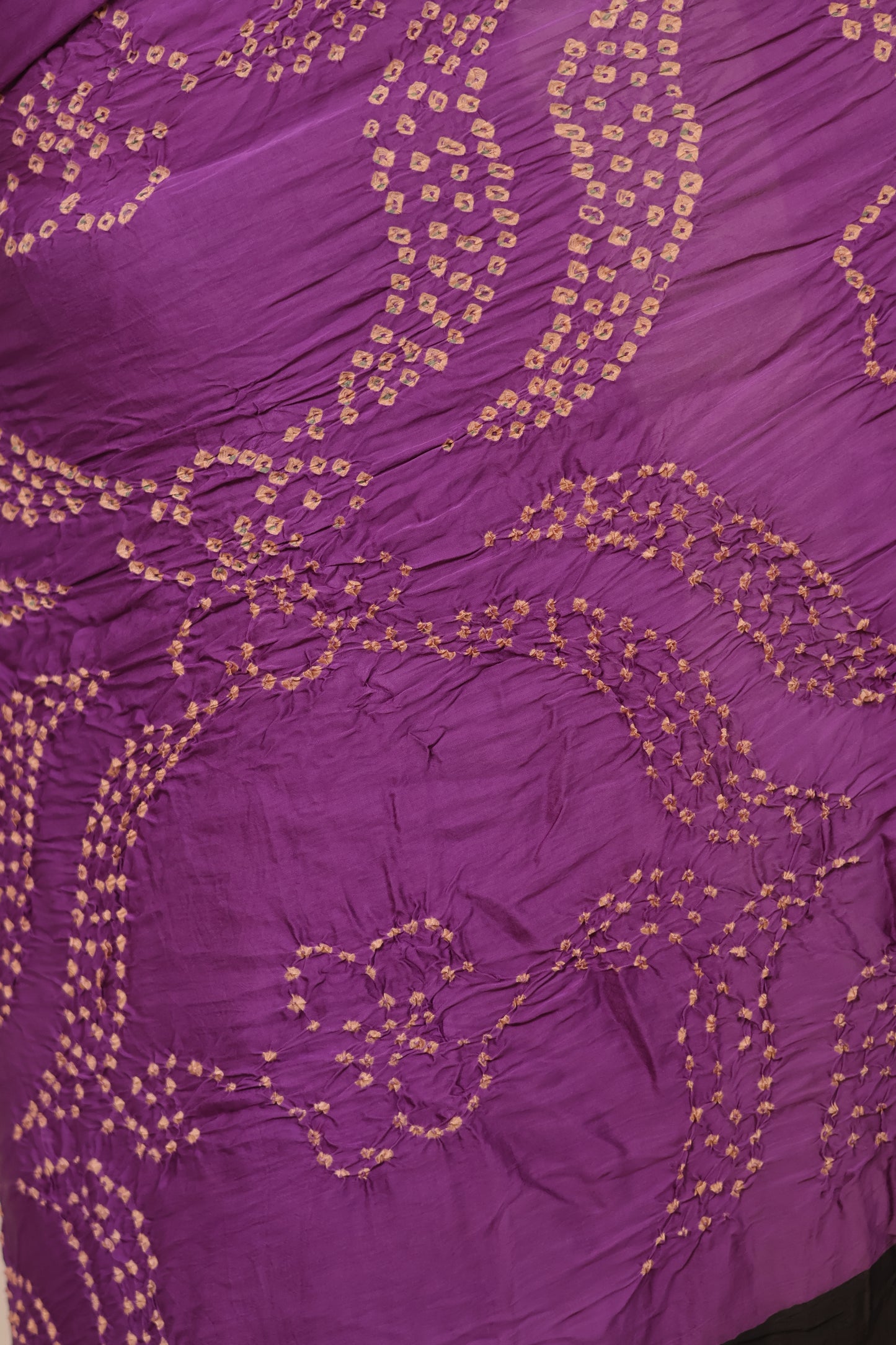 Violet Hand Knotted Bandhej Arakh Modal Silk Saree with Lagdi Pallu | Looms & Tassels