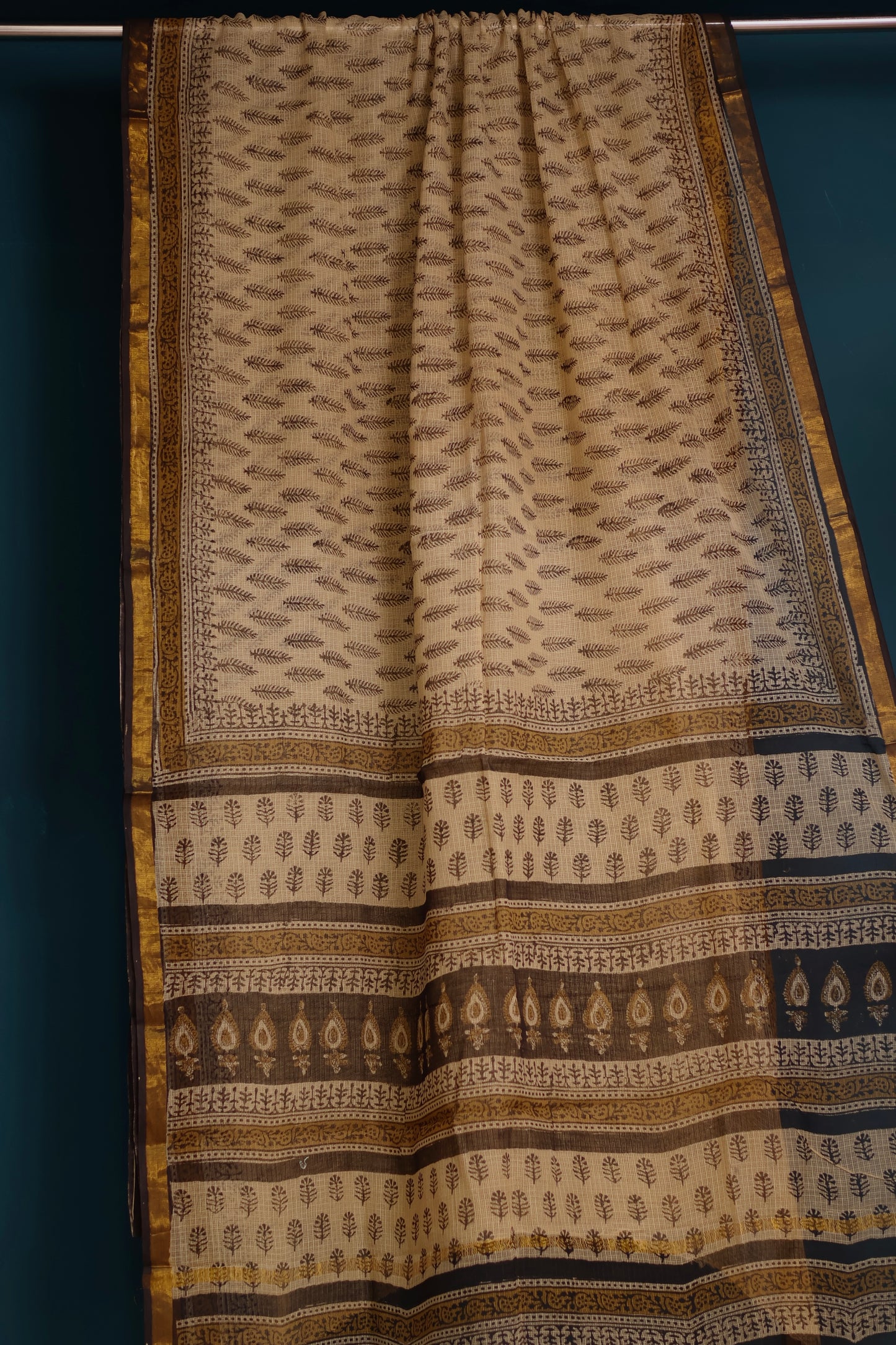 Bagru Hand block printed Kota Doria Saree