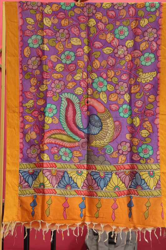 Lavender Pen Kalamkari chennur silk duppata
