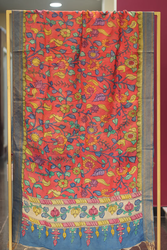 Pen Kalamkari chennur silk duppata