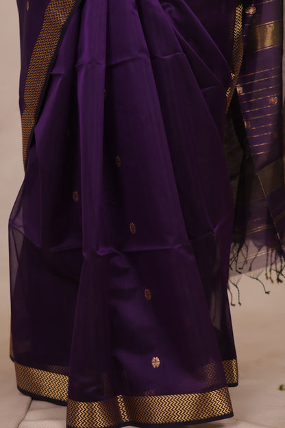 Purple Handloom Maheswari Silk Cotton Sarees | Looms & Tassels
