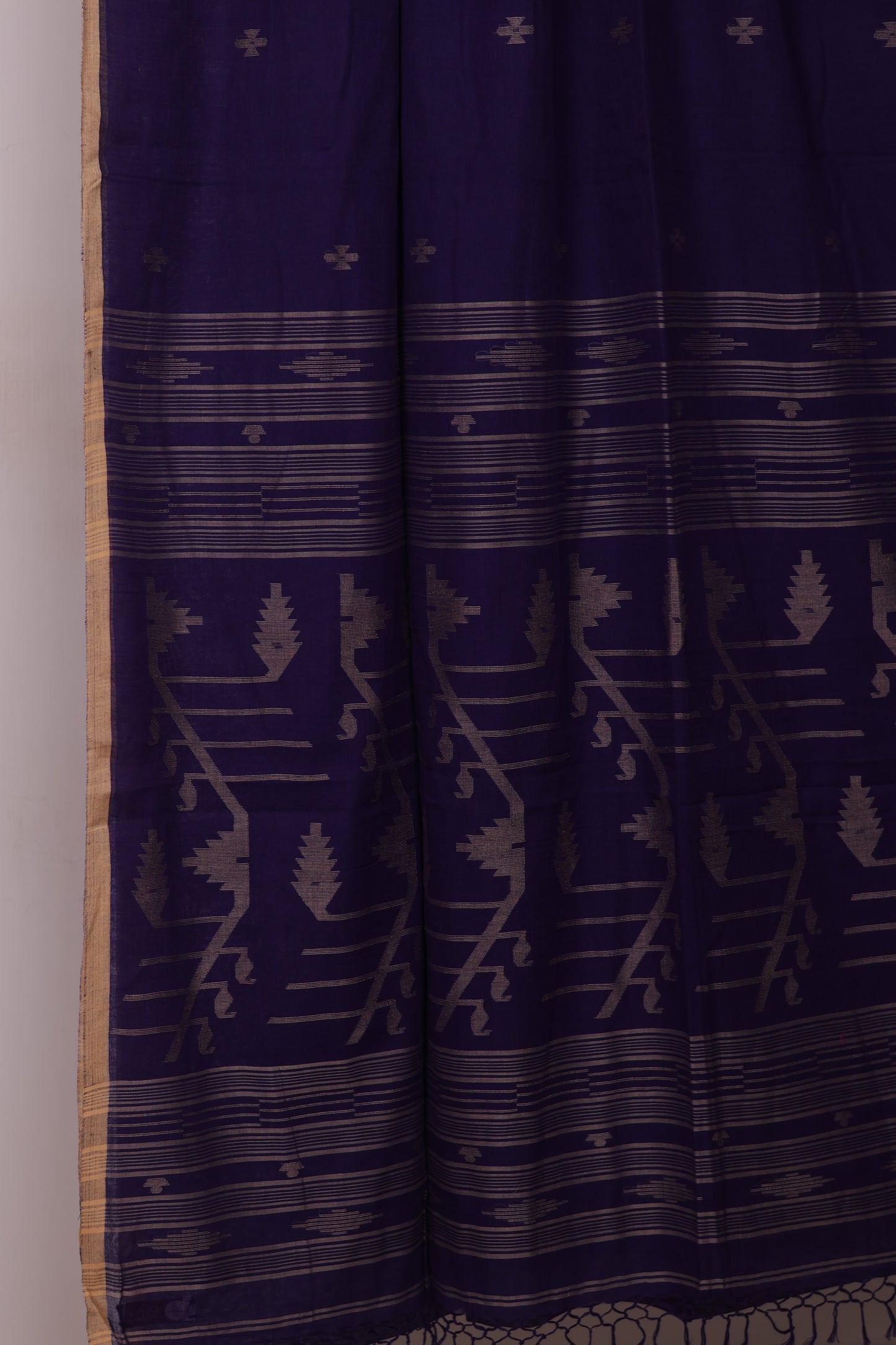 Blue Pure Handwoven Jamdhani Malai Cotton Saree