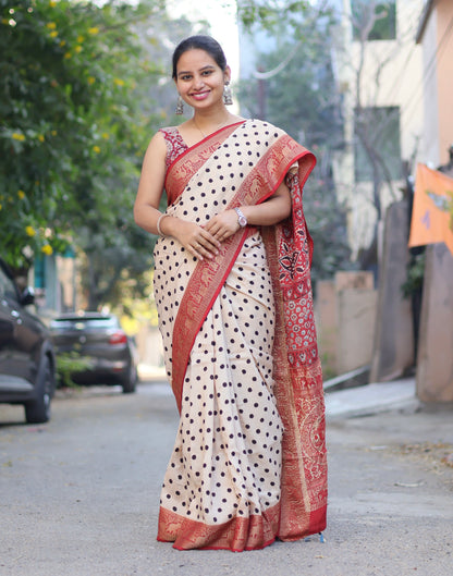 Ajrakh Dola Silk Saree