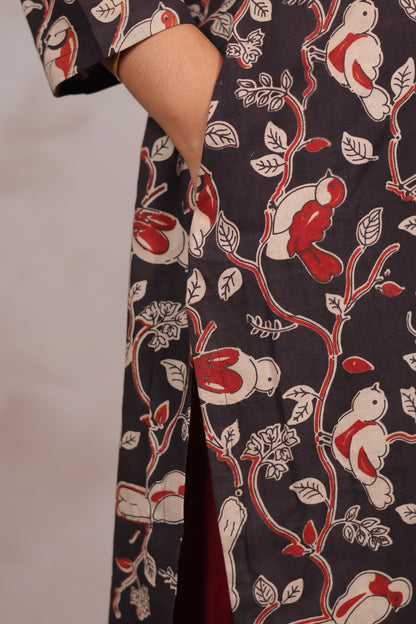 Black Pure Cotton Kalamkari Co-Ord Set | Looms & Tassels