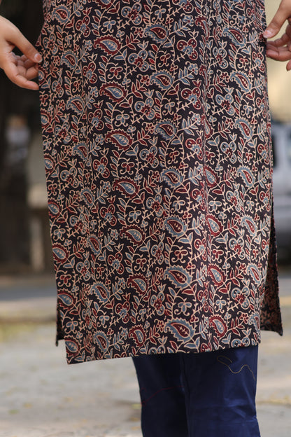 Black Ajrakh Hand Block Printed Kurti