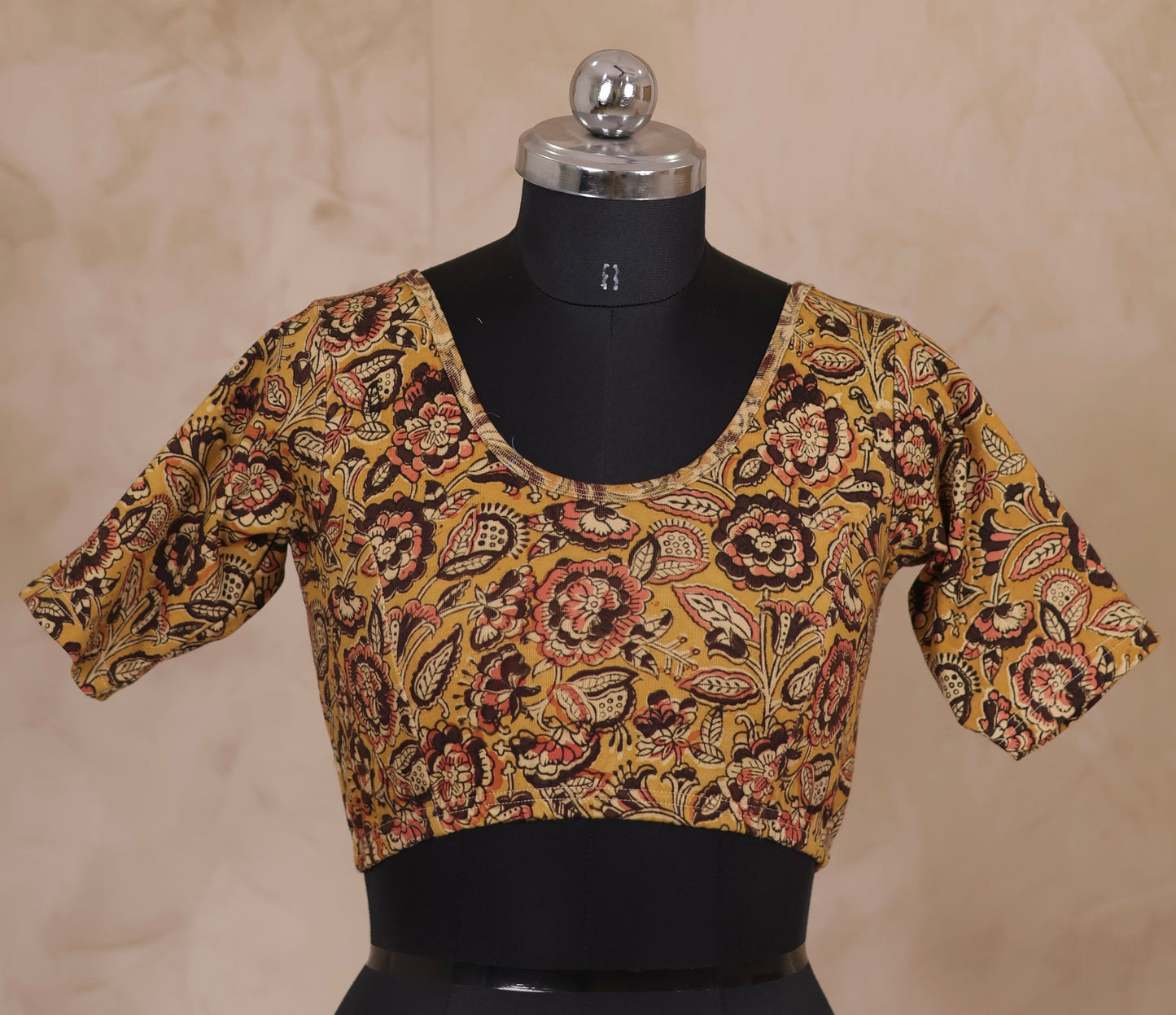 Stretchable Hand block printed kalamkari blouse