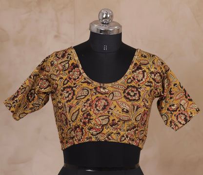 Stretchable Hand block printed kalamkari blouse