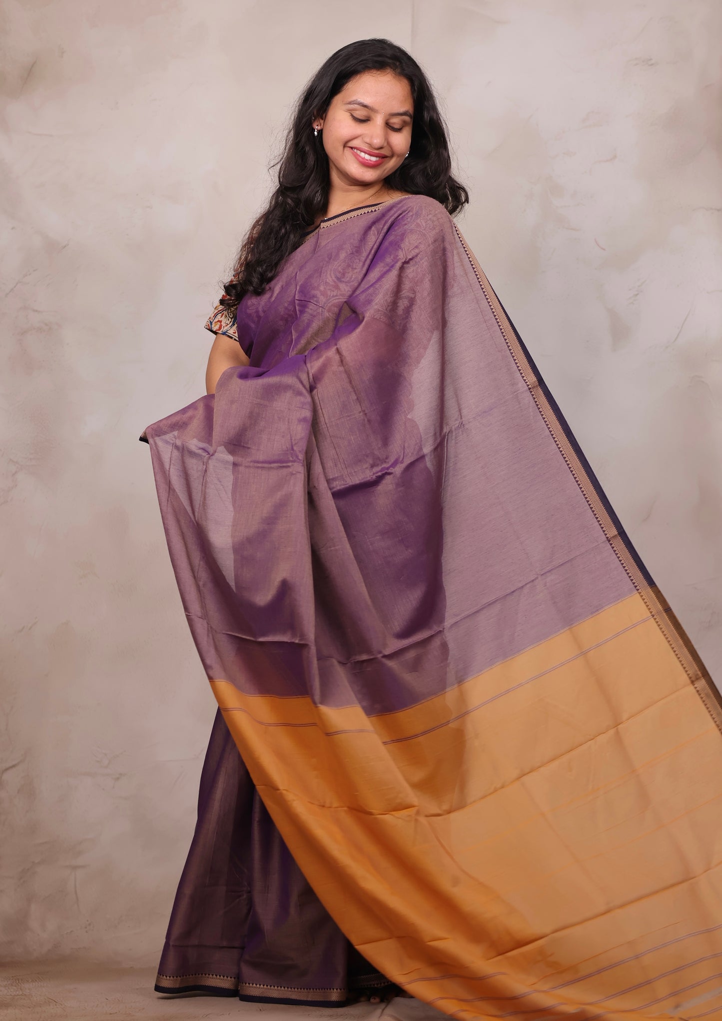Lavender Narayanpet Cotton Saree | Looms & Tassels