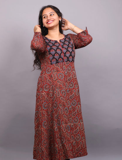 Ajrakh Hand Block printed Aline Kurti