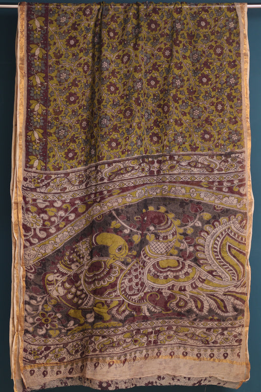 Kalamkari printed Kota Doriya Saree
