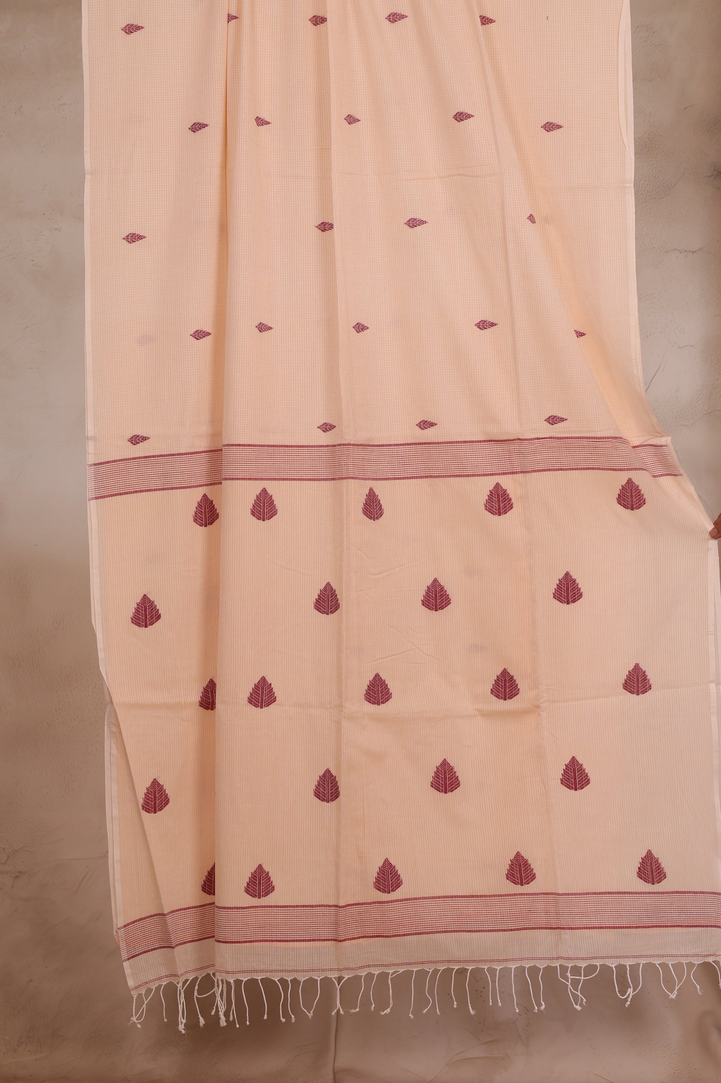Pure Handwoven Jamdhani checks butta Malai Cotton Saree