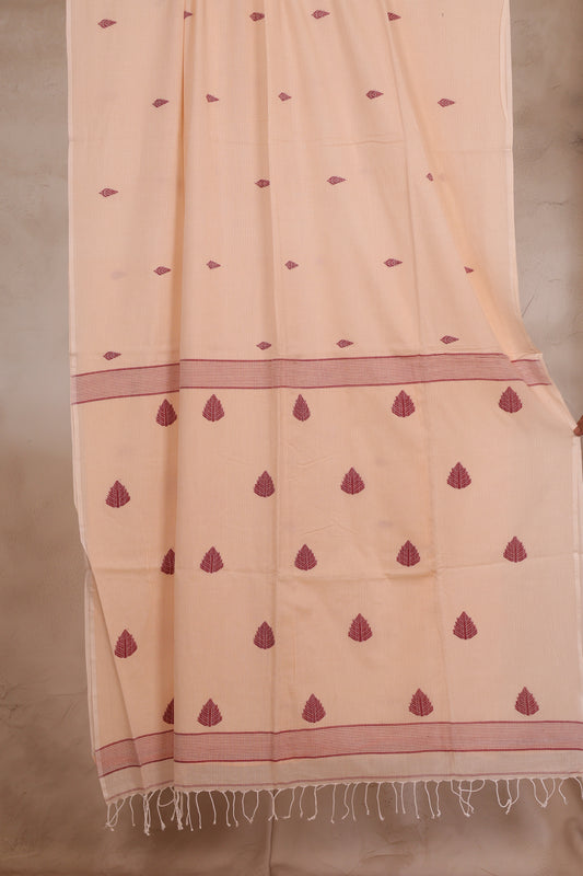 Pure Handwoven Jamdhani checks butta Malai Cotton Saree